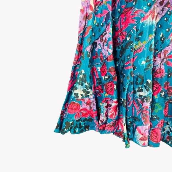 Bohemian Café Floral Blue and Pink Skirt size Small - Picture 4 of 11